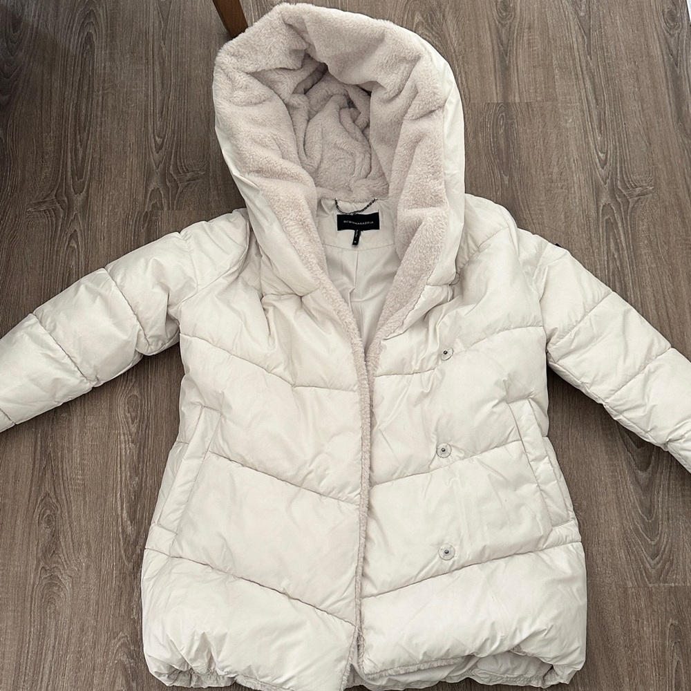 Women's Cream Hooded Puffer BCBGMAXAZRIA Jacket